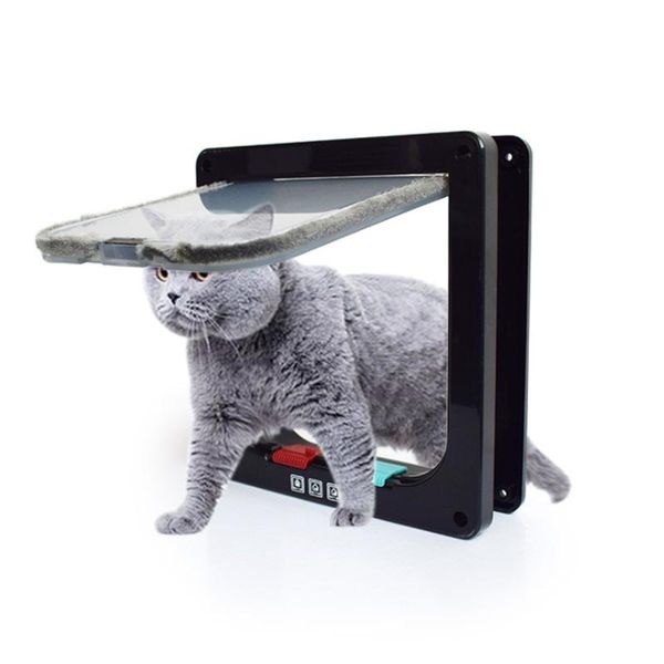

cat carriers,crates & houses door small animal dog security flap 4 way locking pet puppy anti escape safety gate for dogs cats supplies