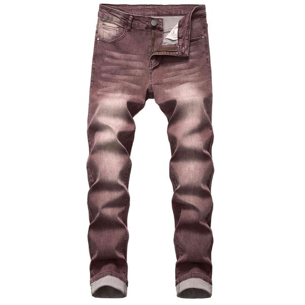 

Fashion Jeans 2021 Men's Slim Fit Elastic Simple Pants, 1285 brown