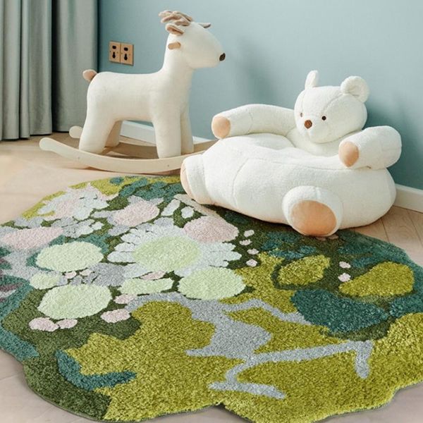 

carpets little pond handmade 3d pattern living room area rug, nordic big size bedside carpet, green decoration children floor mat