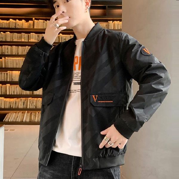 

men's jackets three-dimensional embroidery tooling jacket spring and autumn korean fashion casual youth clothing, Black;brown