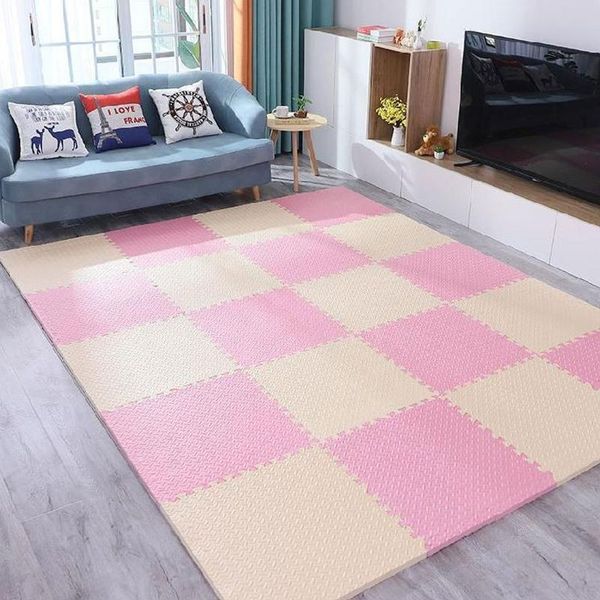 

leaf pattern gym floor mats home exercise yoga cushion foam tiles crawling stitching