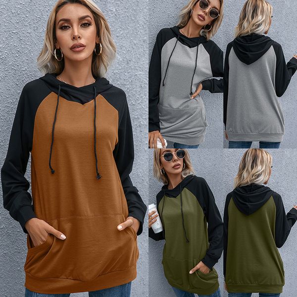 

autumn and winter 2021 women's new wear pullover hooded sweater 222, Blue;black