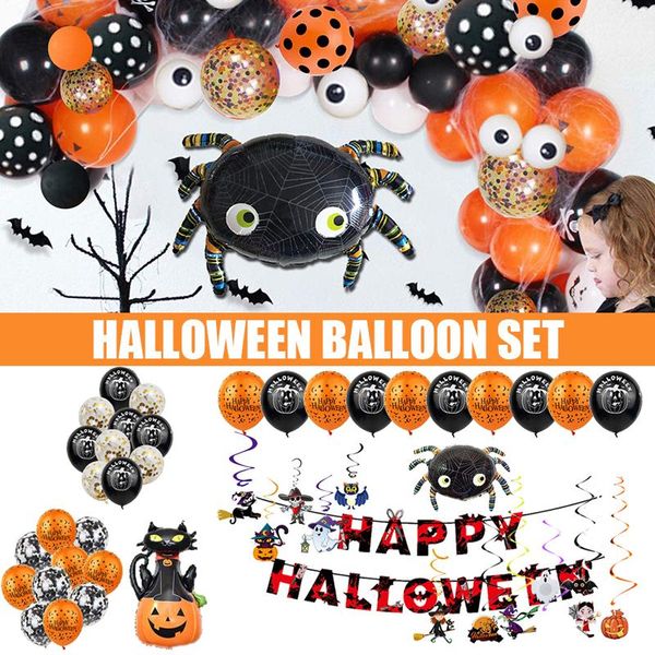 Set di palloncini a tema Halloween per decorazioni per feste con banner muro di sfondo in lattice creativo I88