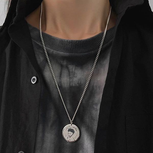 

the little lonely prince necklace stainless steel engraves coin pendant jewelry for men women gifs necklaces, Silver