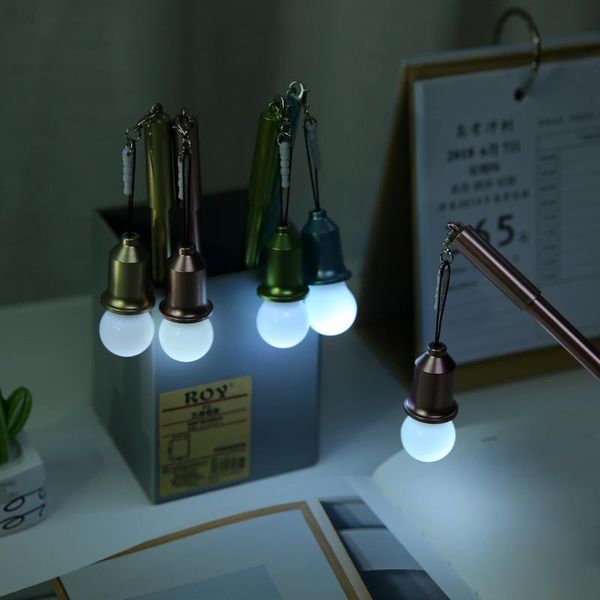 

creative glowing light bulb gel pen for student multifunction black ink pens candy color children writing stationery