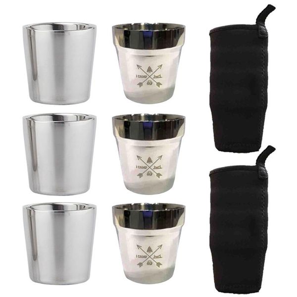 

mugs 3pcs coffee stainless steel portable outdoors camping hiking picnic water cup for household kitchen easy supplies dropship