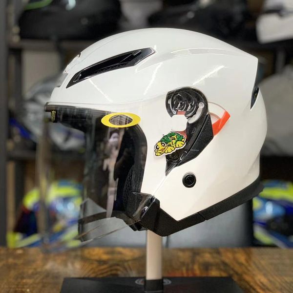 

motorcycle helmets 2021 double lens half helmet white color open face casque