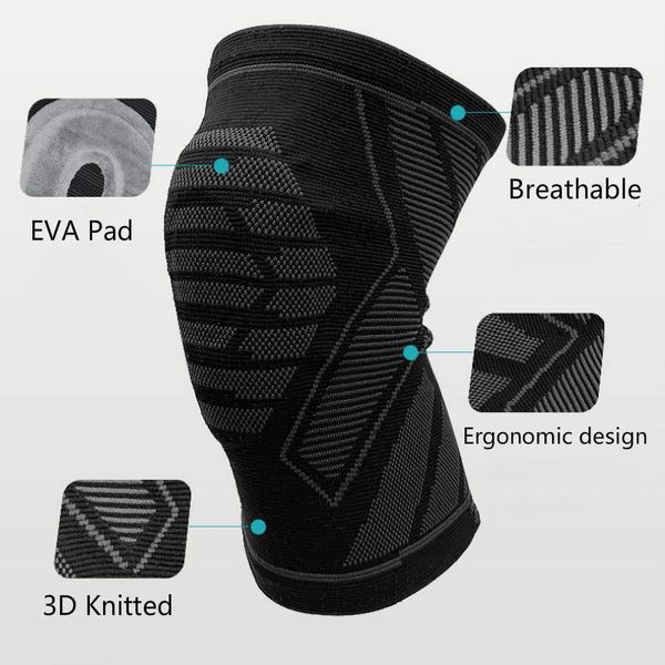 

knitting knee pad sports arthritis kneepads support volleyball basketball bike patella protector eva anti-collision elbow & pads, Black;gray