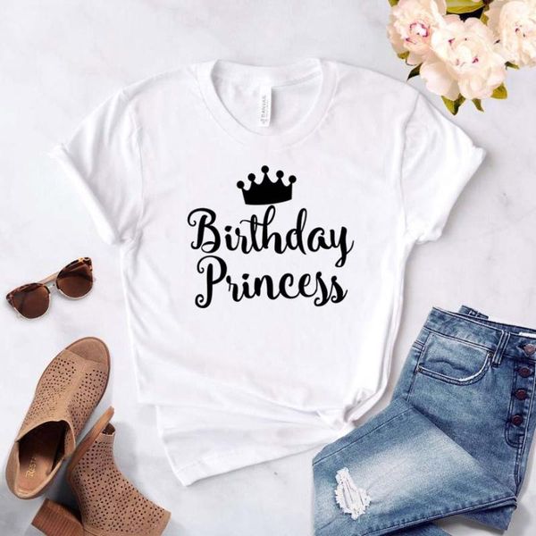 

women's t-shirt birthday princess print women tshirt cotton hipster funny gift lady yong girl tee drop ship zy-383, White