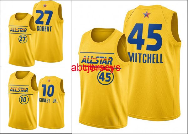

2021 all-star donovan mitchell rudy gobert mike conley jr. gold jersey custom any name number men women youth basketball jersey xs-6xl, Black