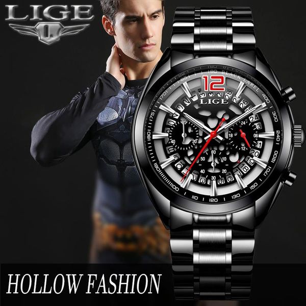 

wristwatches 2021 lige men's watches brand unique style quartz men watch fashion cool hollow designer gentle clock relogio masculino+bo, Slivery;brown