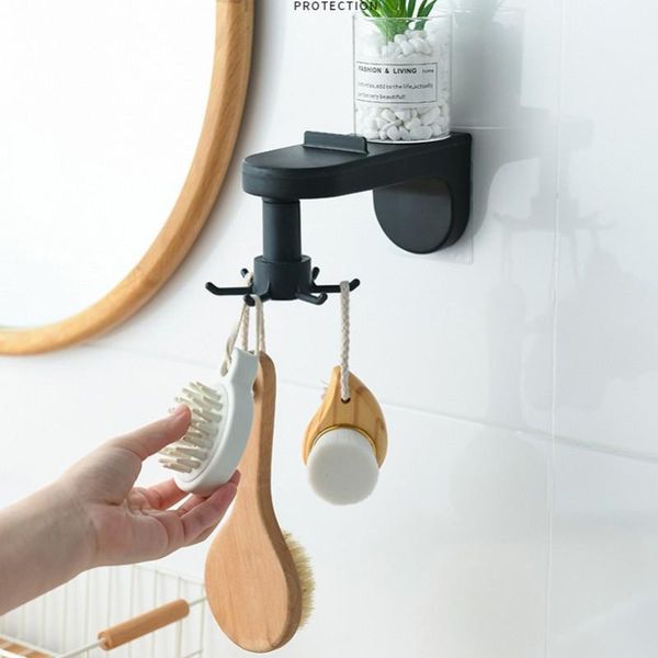 

hooks & rails 1pcs for hanging bathroom accessories creative punch-wall rotatable storage hook rack holder