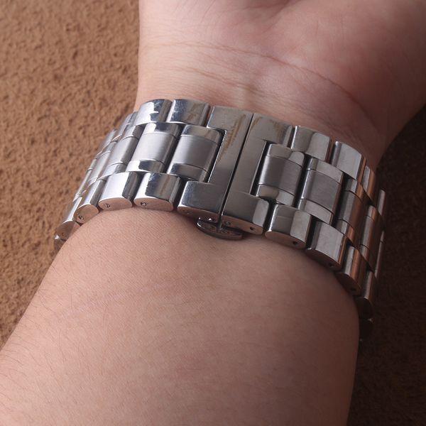 

watchbands stainless steel watch band strap bracelet big size 22mm 24mm 26mm 28mm 30mm silver metal for quartz watch smart gear wrist access, Black;brown