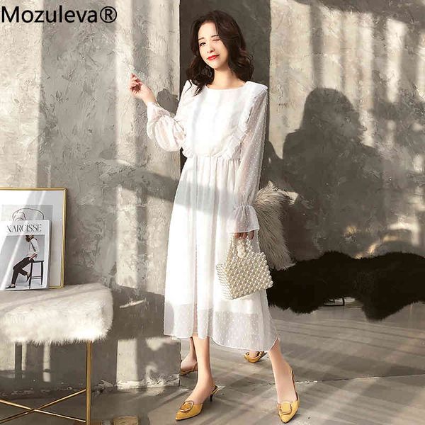 

wet autumn frilly polka dot chiffon elastic waist long female enlargement sleeve dressed the white dress line, Black;gray