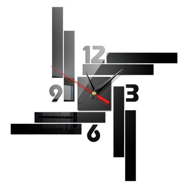 

wall clocks living room art diy modern large numeral battery operated 3d sticker office mirror surface home decoration clock acrylic