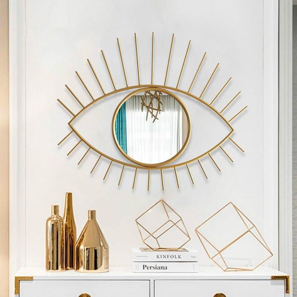 

mirrors nordic ins eye iron art mirror decoration creative home living room genuine wall golden hanging
