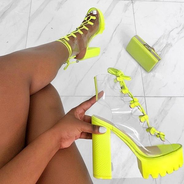 

sandals women chunky high heel platform summer transparent pvc ankle strap boots peep toe fashion ladies shoes zapatos de mujer, Black