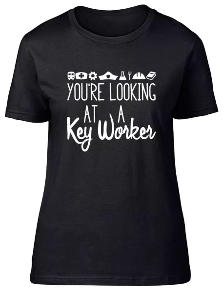 

your looking at a keyworker fitted womens ladies t shirt, White;black