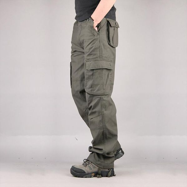 

cargo casual multi pockets women pants military tactical cotton trousers overalls streetwear army straight slacks, Black