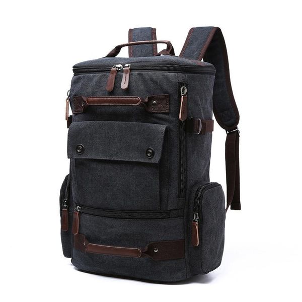 

backpack large capacity retro men vintage canvas multi-function travel bag military