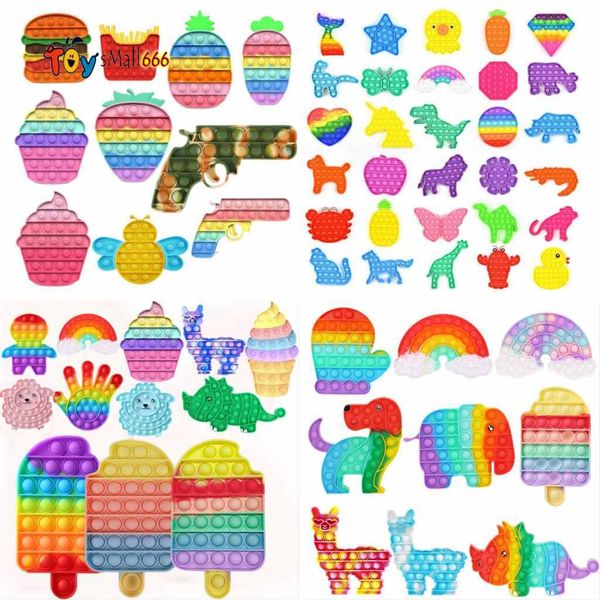

dhl rainbow fidget toy sensory push bubble adults autism special needs anxiety stress reliever for office workers fluorescent