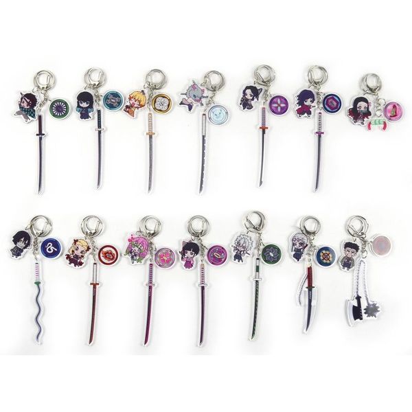 

keychains creative keychain man demon slayer key chain women ring for pants pendant kids holder acrylic brelok, Silver