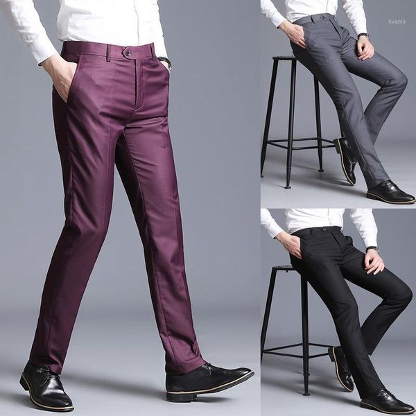 

men's suits & blazers 2021 business casual suit pants slim straight solid color multi-pocket plus size, White;black
