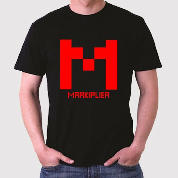 

Markiplier Famous Vlogger Red Logo Men's Black T-Shirt Size S to 3XL, White;black