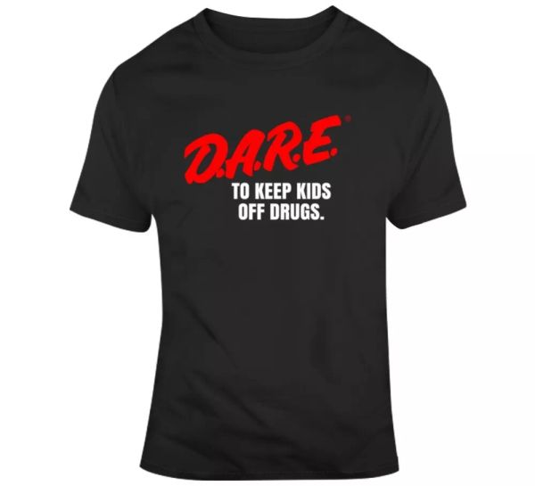 

dare anti drugs t shirt, White;black