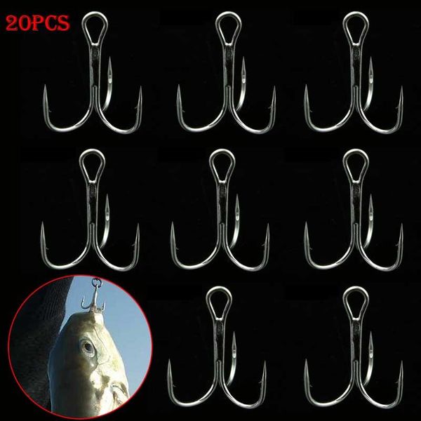 

fishing hooks 20pcs steel treble 3 black small round bent triple hard lure spoon fishhook