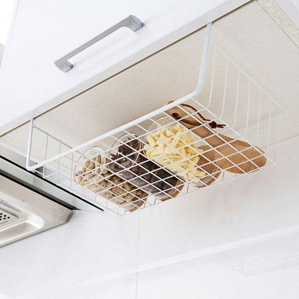 

cabinet storage rack bottle space saving wrought iron hanging under shelf hooks & rails