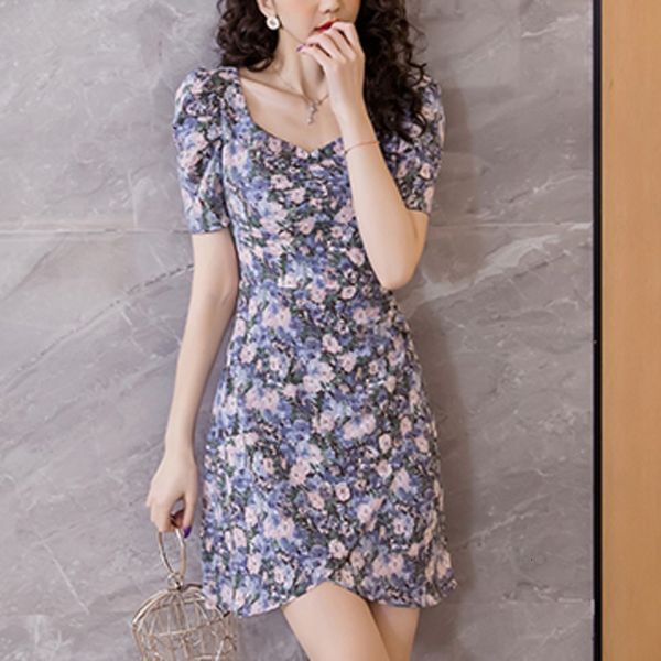 

dress women chiffon party vintage floral print mini summer robe vestidos casual boho beach vacation bodycon dresses krt0, Black;gray