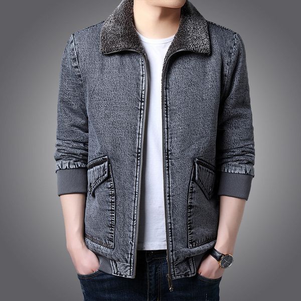 

men's jackets jaquetas masculinas outono inverno moda retro denim jaqueta casaco masculino casual lavado jeans mais veludo cowboy, Black;brown
