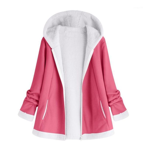 

women's jackets women autumn winter zipper plush fleece solid color hooded casual loose fashion vintage cardigan oversize coat, Black;brown