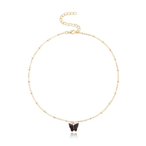 

pendant necklaces black pink butterfly acrylic cute necklace for women party jewelry clavicle aesthetic choker accessory christmas gift, Silver