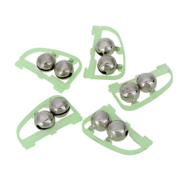 

fishing accessories 5pcs luminous twin bells bite alarm clip on rod for night