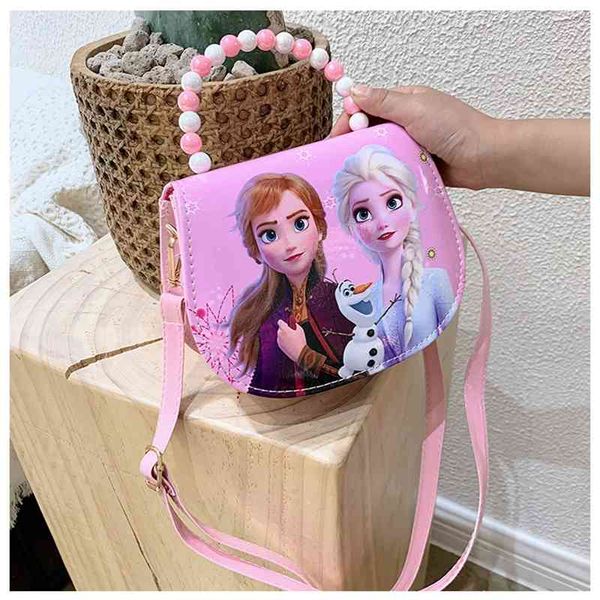 

Korean fashion children's Messenger Bag New Ice Snow Princess Mini girl cute cartoon handbag, Snow princess double purple