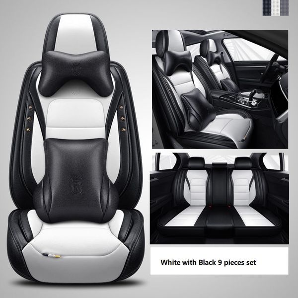 

car accessory seat cover for sedan suv durable leather universal five seats set cushion mats including front and back covers fashionable whi