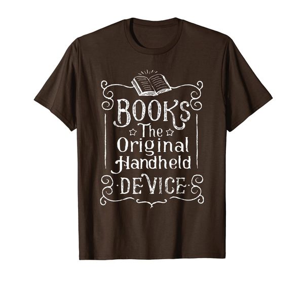 

books the original handheld device librarian gifts t-shirt, White;black