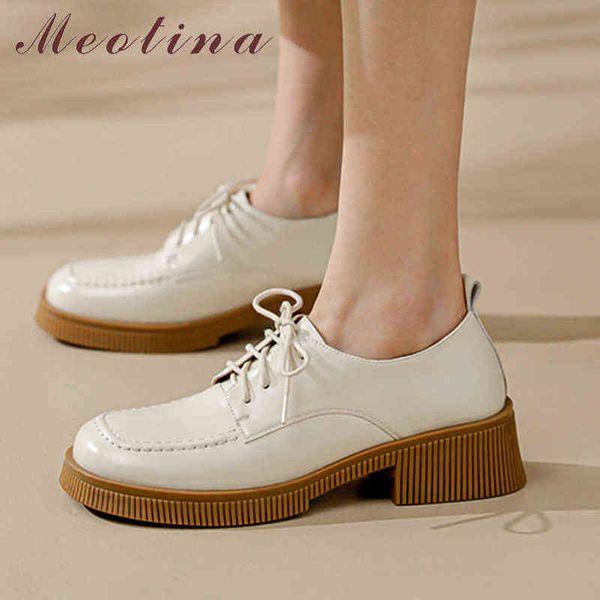 

meotina women's leather boots thick soled flats oxford style spring 40 2 9, Black