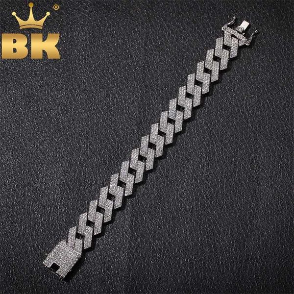 

the bling king 20mm miami prong cuban link bracelet 3 row full iced out s 7inch 8inch mens hiphop jewelry 211124, Black