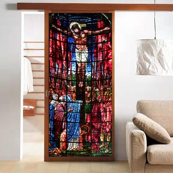 

window stickers customized european church tiffany stained glass decorative cruixfiction 19