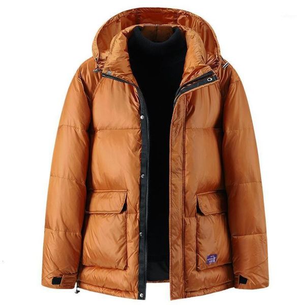 

men's & parkas winter coat solid white duck down jacket women warm clothing zipper pocket orange black clothes oversized 1 6e0y