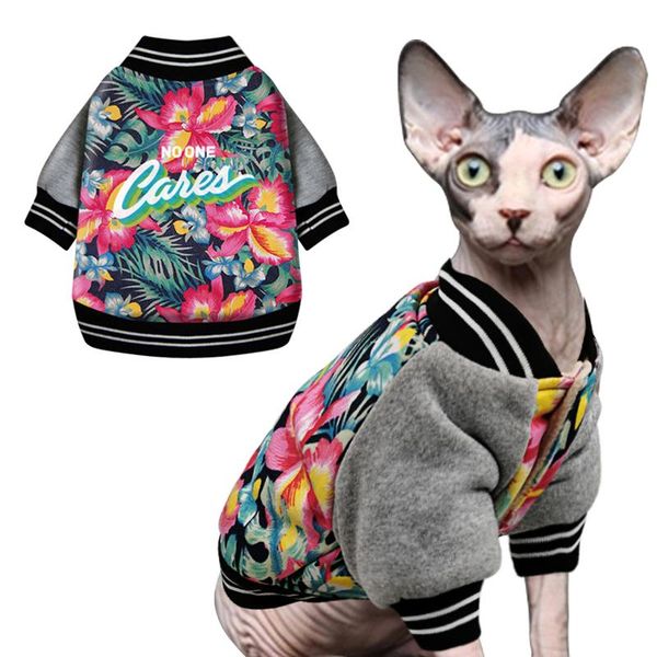 

cat costumes clothes for cats winter thicken warm pet dog coat jackets cotton kitten kitty flower outfits clothing printed