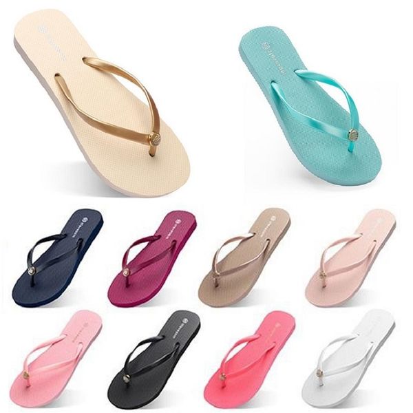 

fashion slippers beach shoes flip flops womens w18 green yellow orange navy bule white pink brown summer sport sneaker 35-38, Black