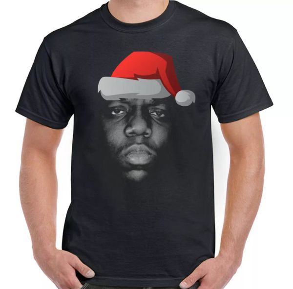 

christmas the notorious b. farben biggie small man funny t-shirt big hip-hop, White;black