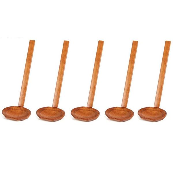 

spoons wooden spoon set japanese style tablespoon soup kitchen utensil coffee tea honey 5pcs
