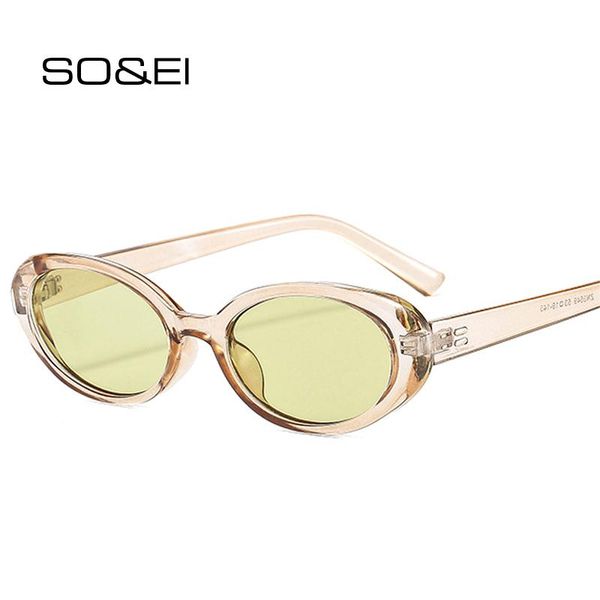 

sunglasses so&ei ins fashion oval women retro rivets decoration champagne green sun glasses shades uv400 men eyewear, White;black
