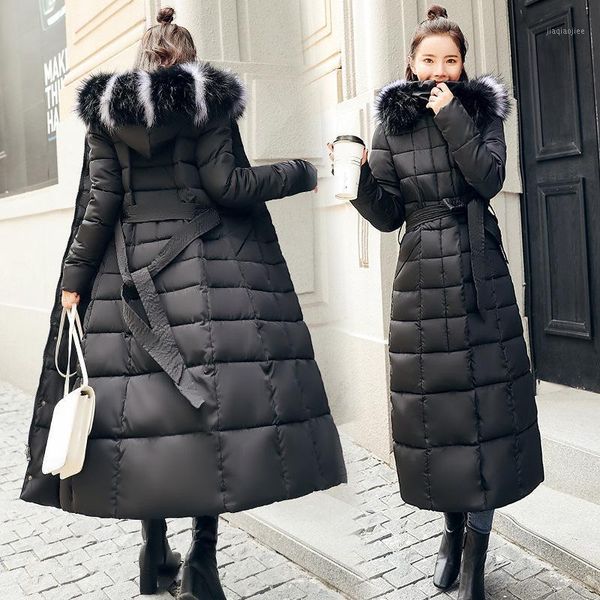 

women's down & parkas cotton padded winter 2021 korean version of long over the knee pure color jacket, Black