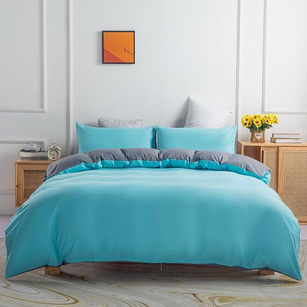 

bedding sets lake blue gray solid duvet cover + pillowcase us full king au  uk double 2/3pcs 210*210 220*240 228*228cm